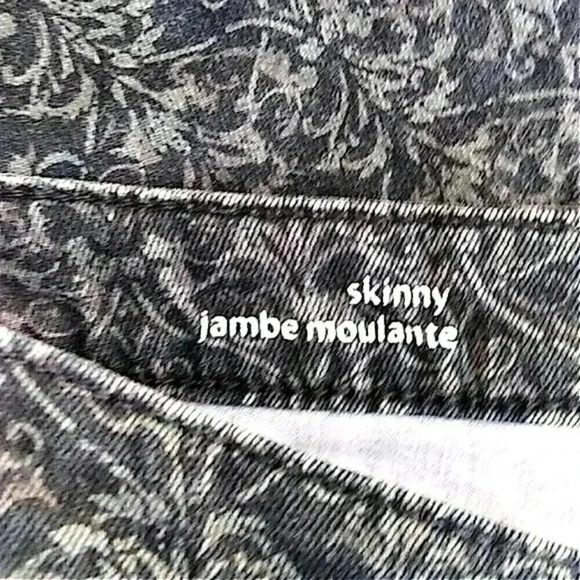 Mossimo Black Stretch Denim Gray Brocade Print Mid Rise Skinny Jeans - Picture 5 of 6